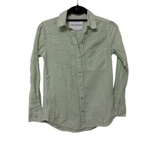 Lola River Mint Green 100% Cotton Long Sleeve Button Down Shirt Womens XS